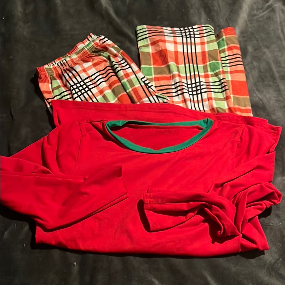 Boutique Christmas Red and Plaid Pajama Set